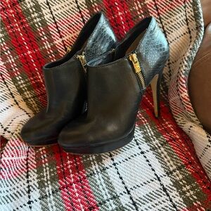 Michael Kors Black Heeled Boots with Gold Zippers